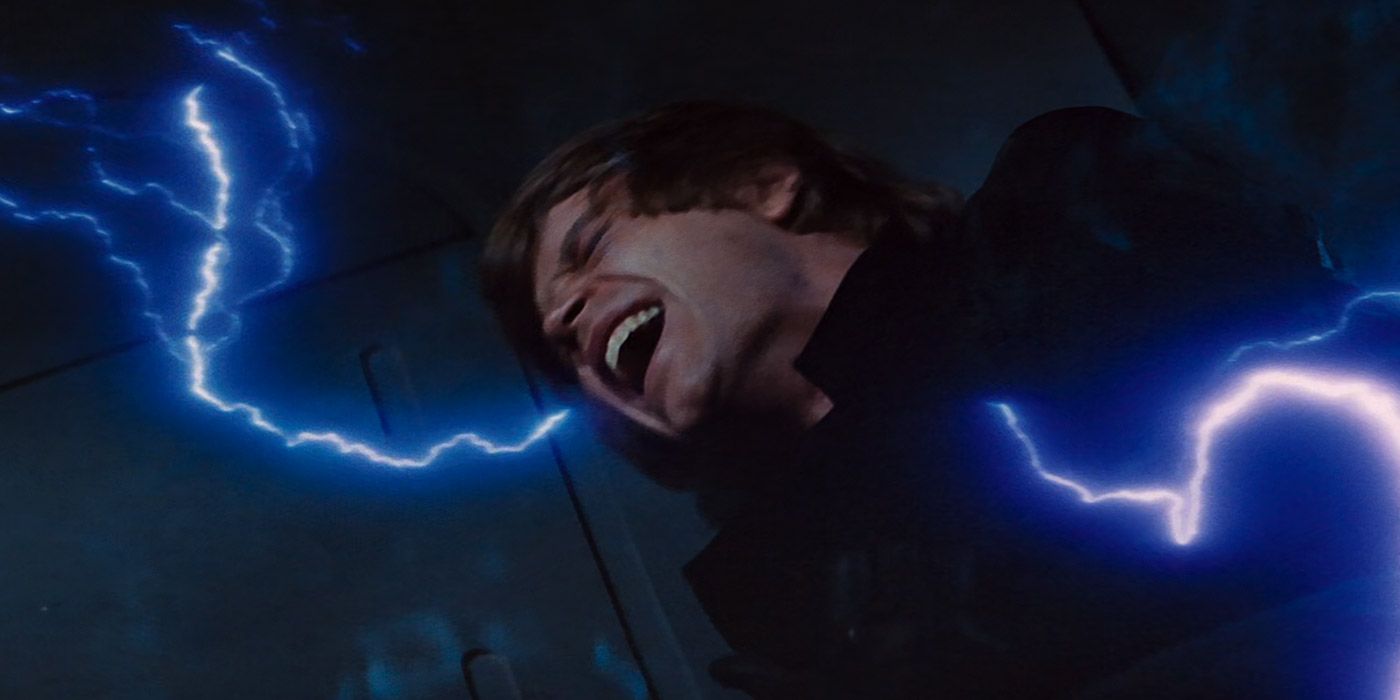 Emperor Palpatine tortures Luke Skywalker in Star Wars