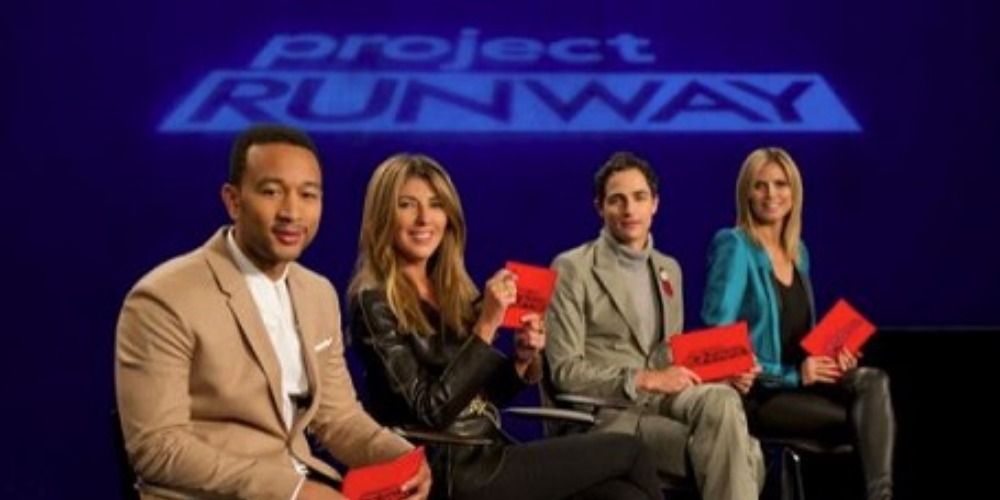 Panel of Project Runway judges with John Legend