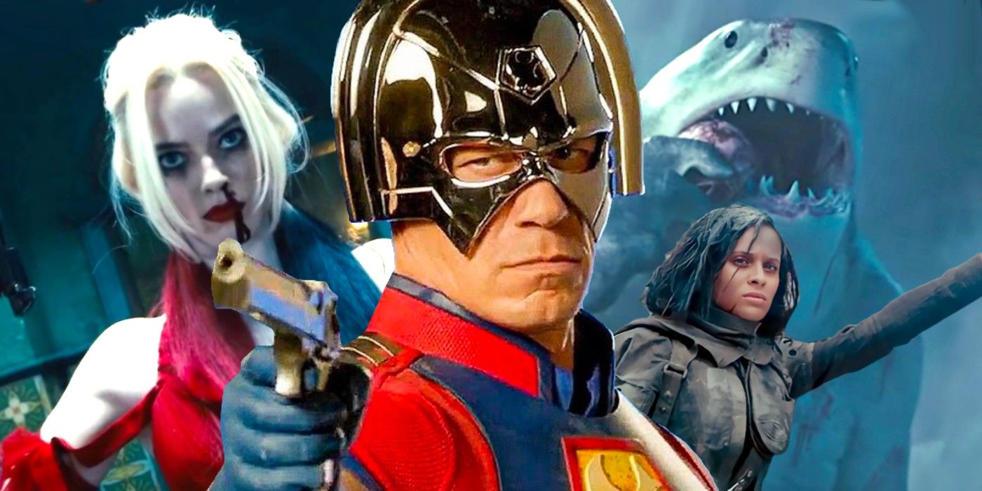 Peacekeeper muestra su arma con Harley Quinn, Ratcatcher II y King Shark en Suicide Squad