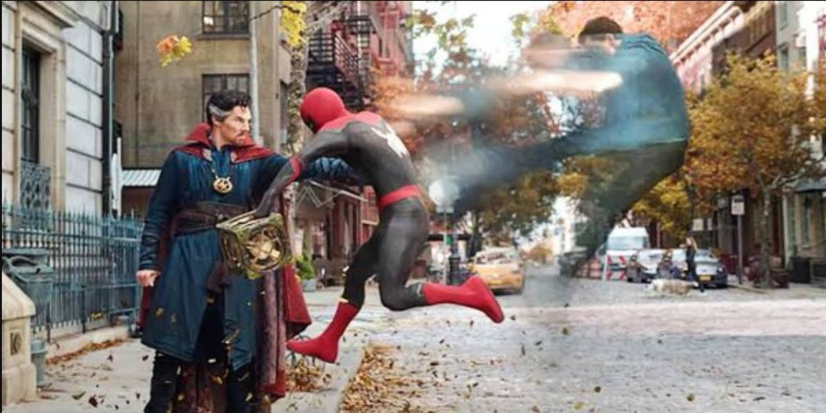 Doctor Strange separates Peter from his physical form in Spider-Man No Way Home
