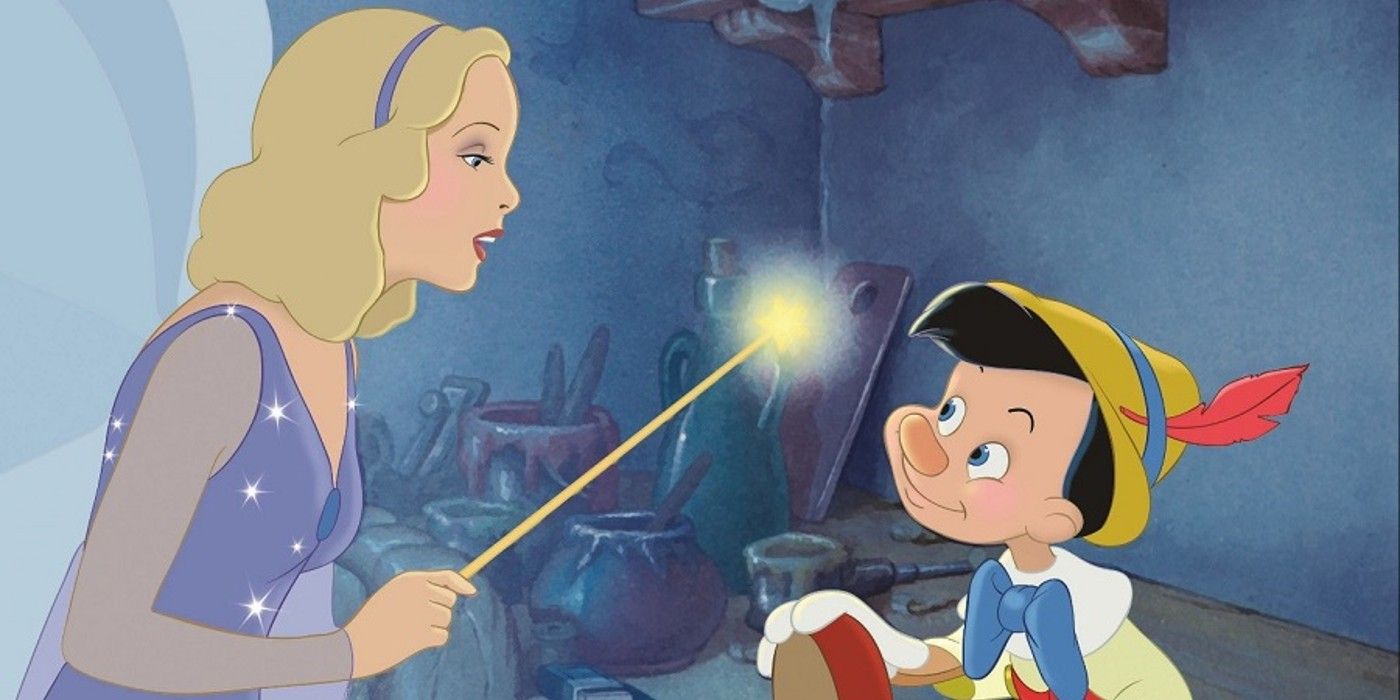 Blue Fairy brings Pinocchio to life.