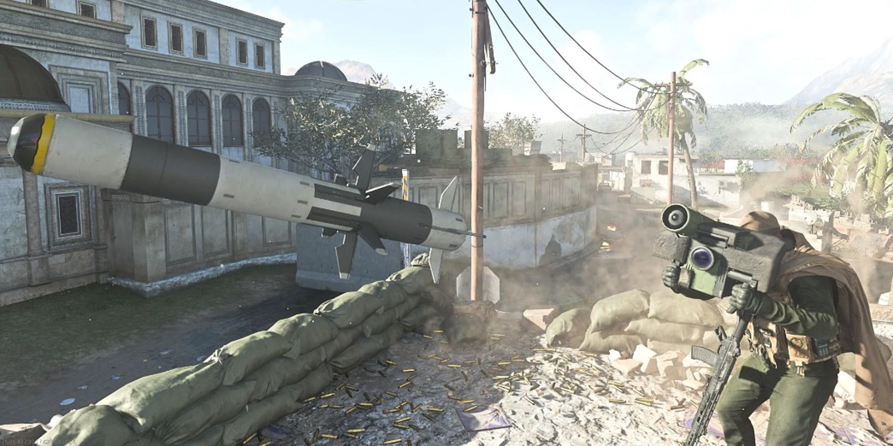 Player firing a rocket launcher in Call Of Duty: Warzone