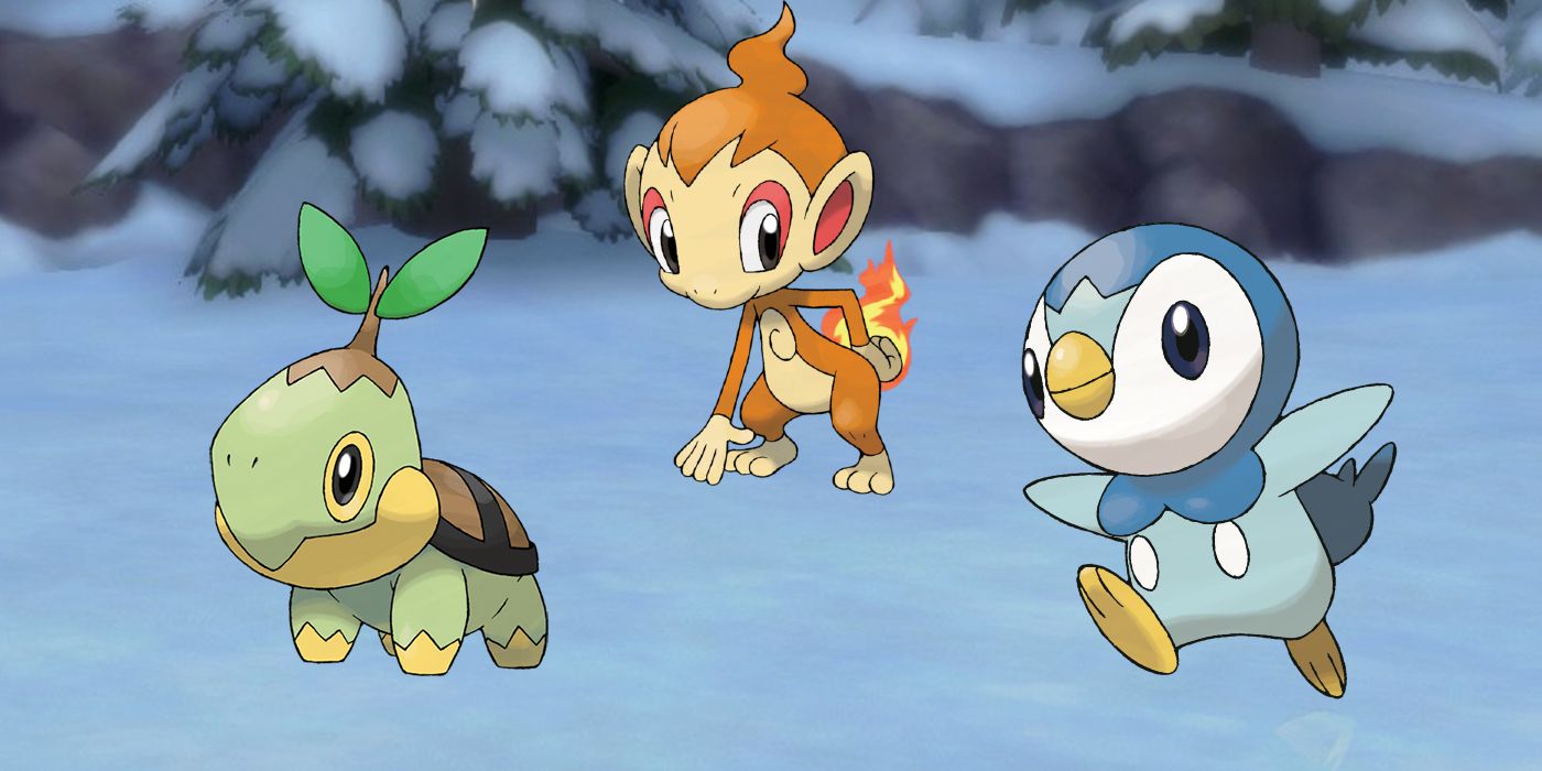 The Gen 4 starter pokemon, Turtwig, Chimchar, and Piplup