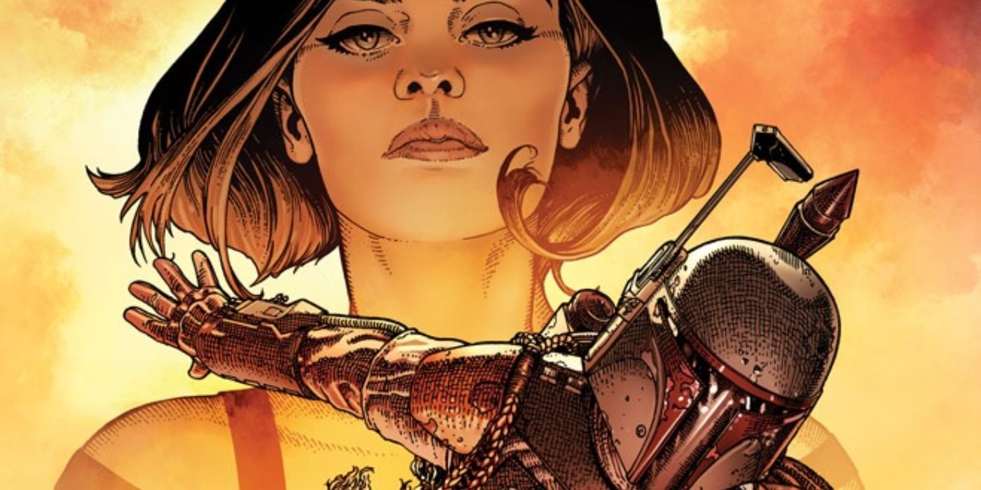 Qi'ra and Boba Fett from the cover of War of the Bounty Hunters comic book.