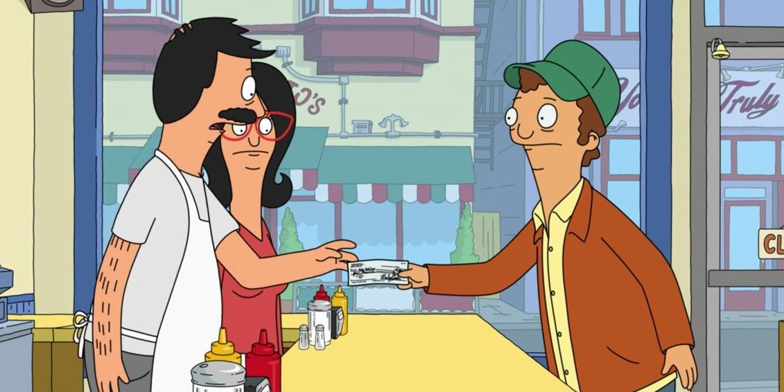 Randy hands Bob a check in Bobs Burgers