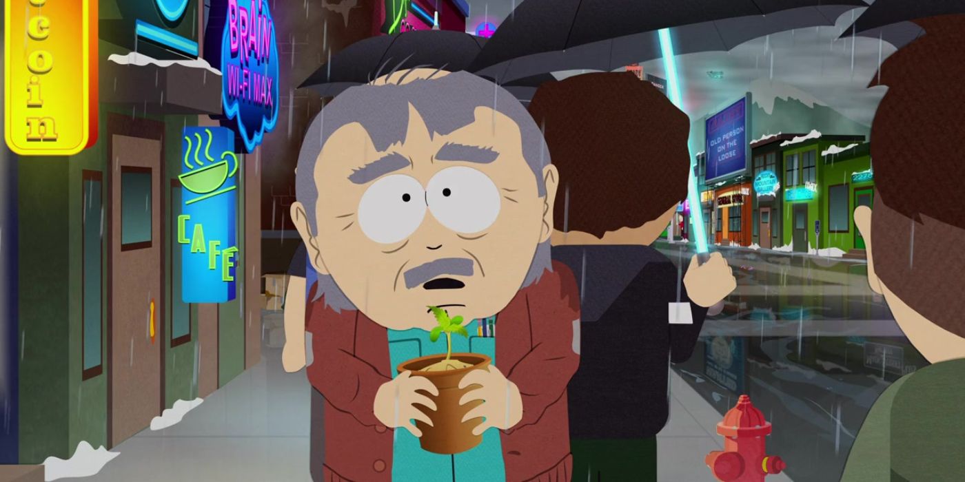 Randy holding the last Tegridy weed in South Park Post Covid.