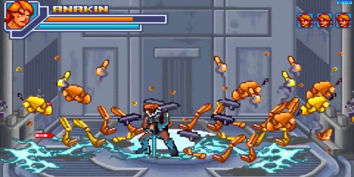 Anikan slaughters loads of droids in the Revenge of The Sith GBA port. 