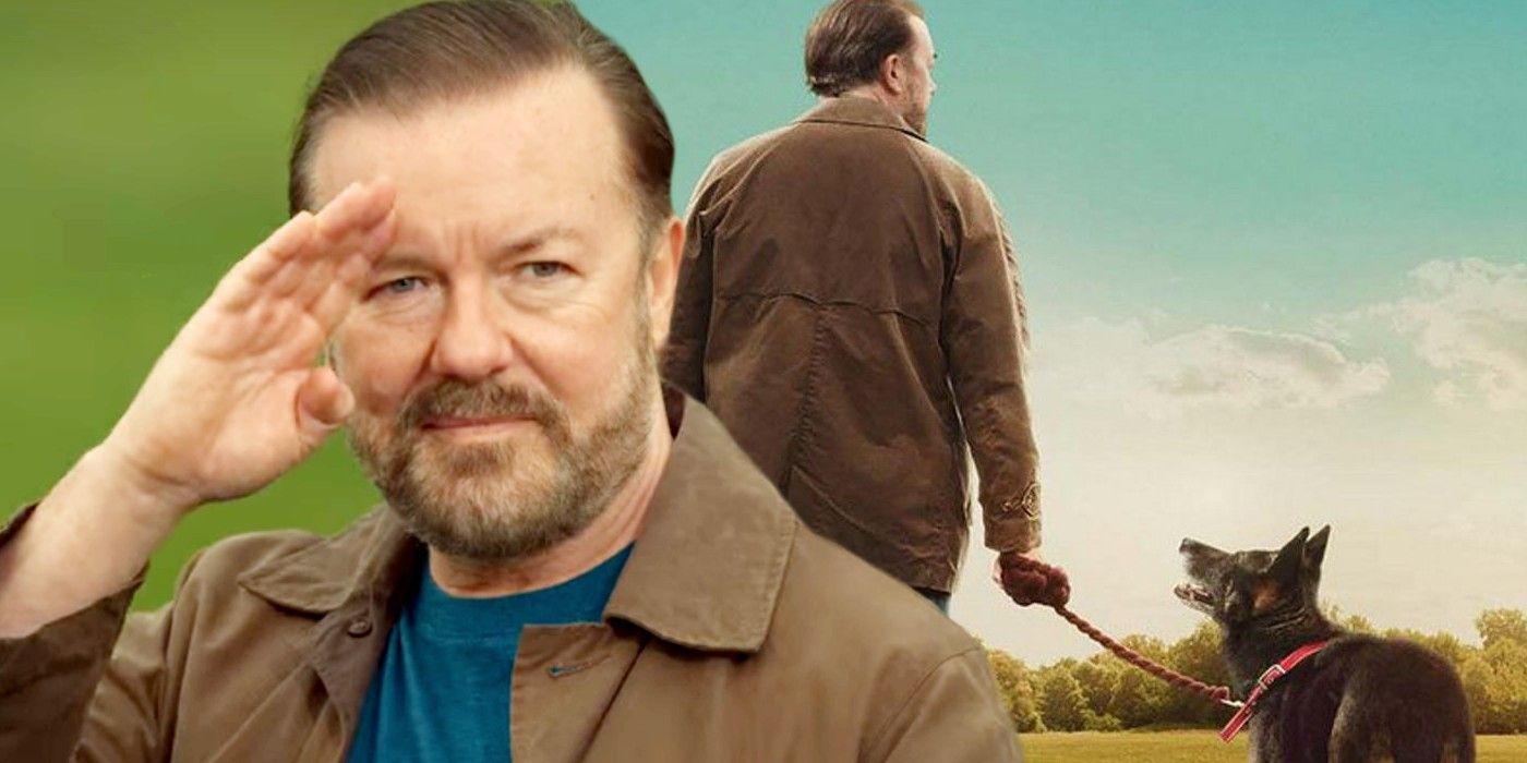 Ricky Gervais as Tony and Dog as Brandy in After Life