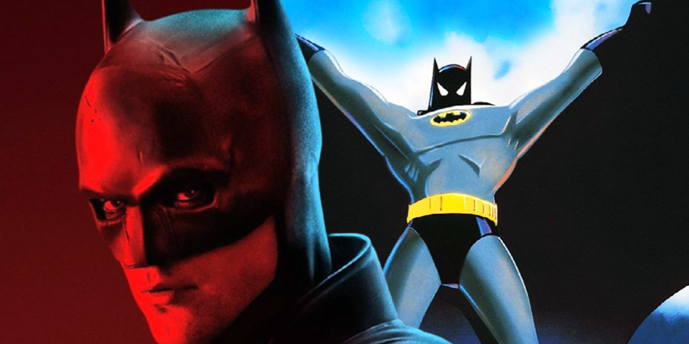 Robert Pattison as Batman alongside the animated Mask of the Phantasm Batman