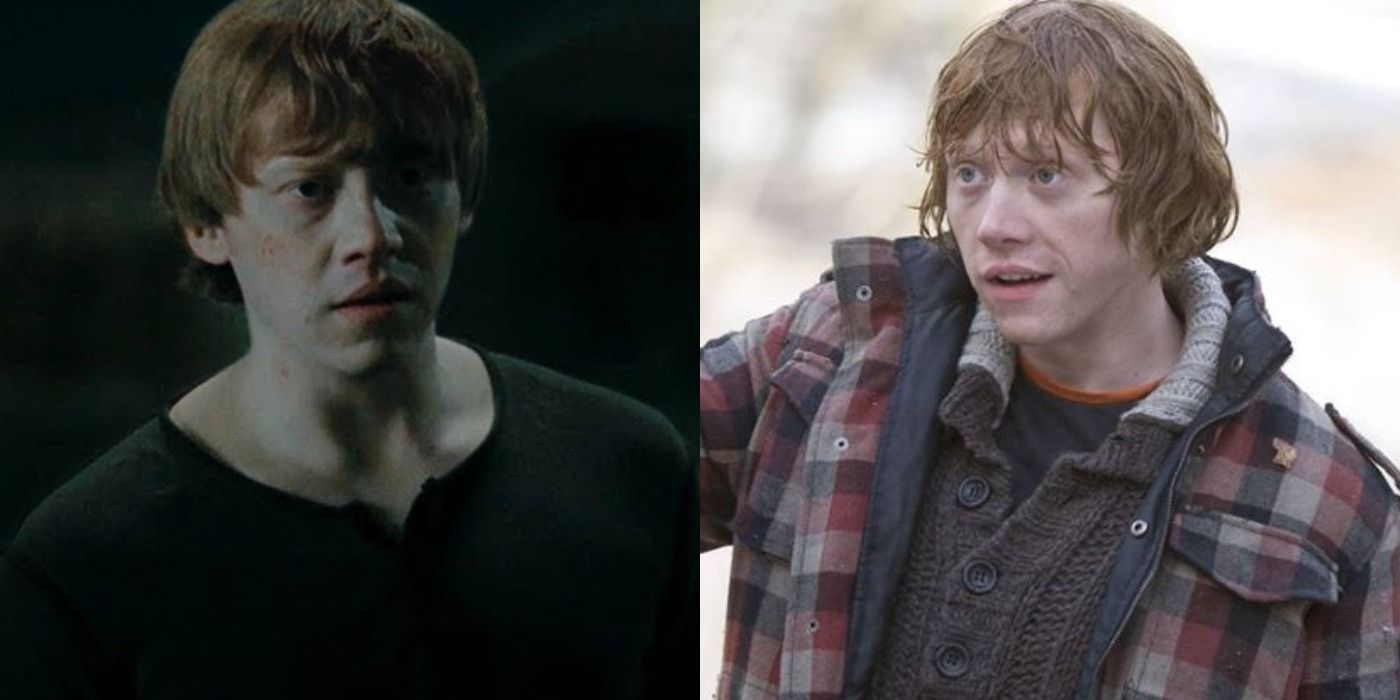 Ron Weasley looks sad/ Ron Weasley looks tired and smiling
