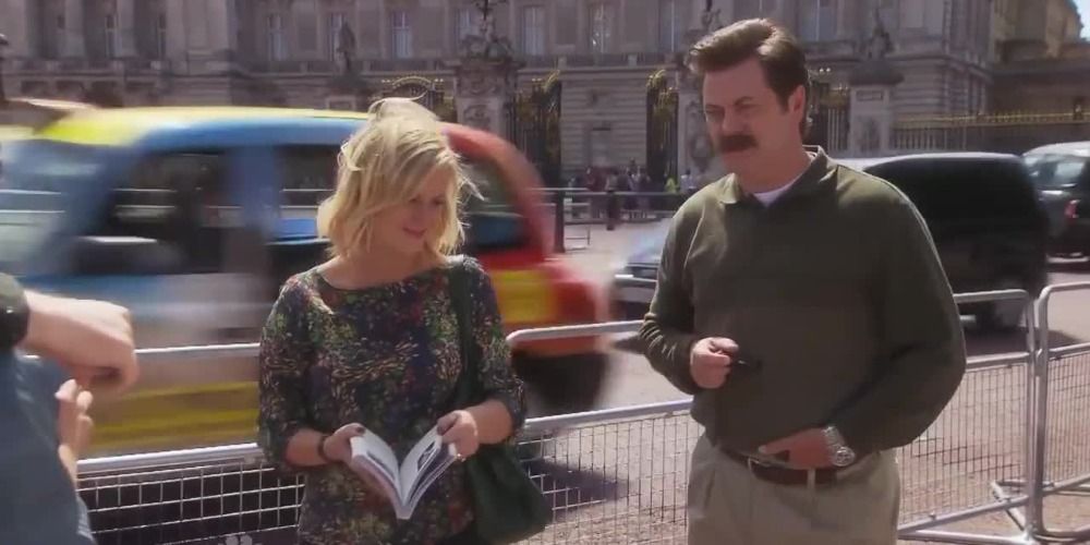 Ron talking about history in Parks and Rec while in London