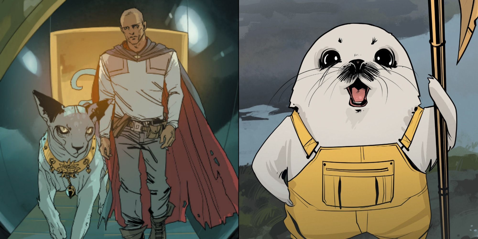 Split image showing The Will and Ghül in the Saga comic