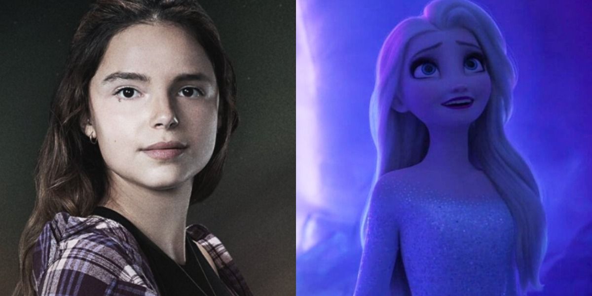 A split image features Sarah in Superman And Lois and Elsa in Frozen 2