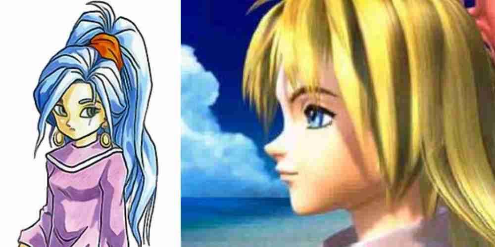 Schala from Chrono Trigger is on the left, and her from Chrono Cross is on the right.