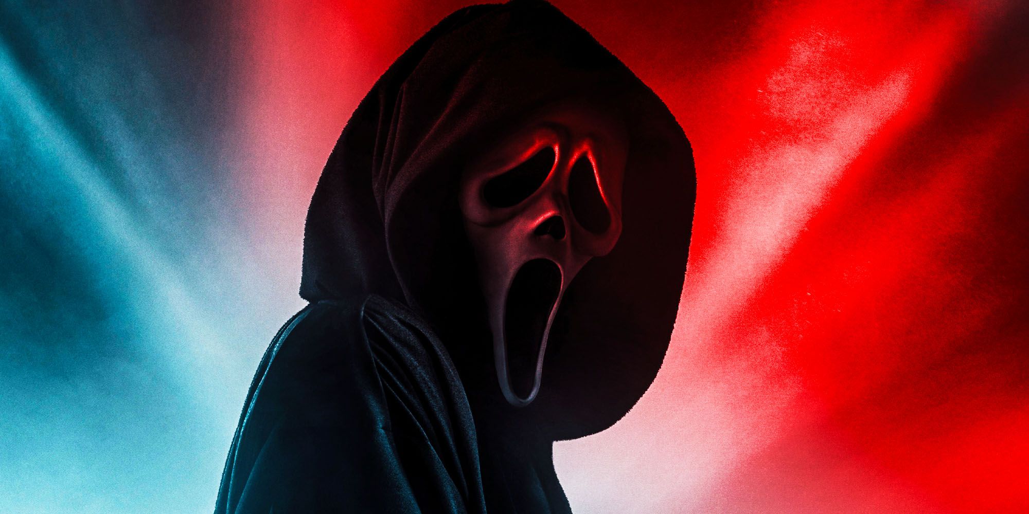 Blue and red image of Scream's Ghostface