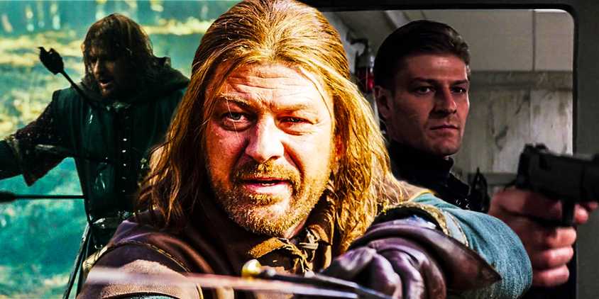 Blended image of Sean Bean as Boromir in Lord of the Rings, Ned Stark in Game of Thrones, and Alec Trevelyan in GoldenEye