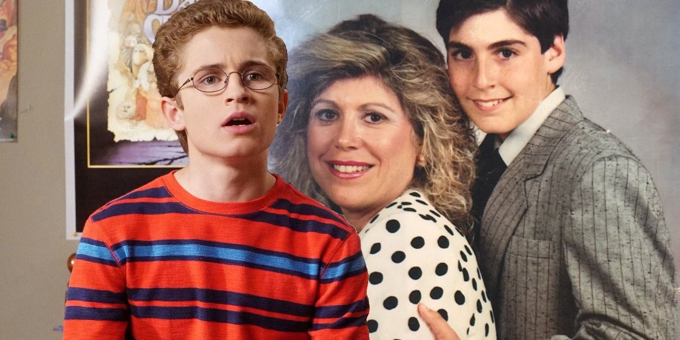 Sean Giambrone as Adam Goldberg with the real Adam and Beverly Goldberg