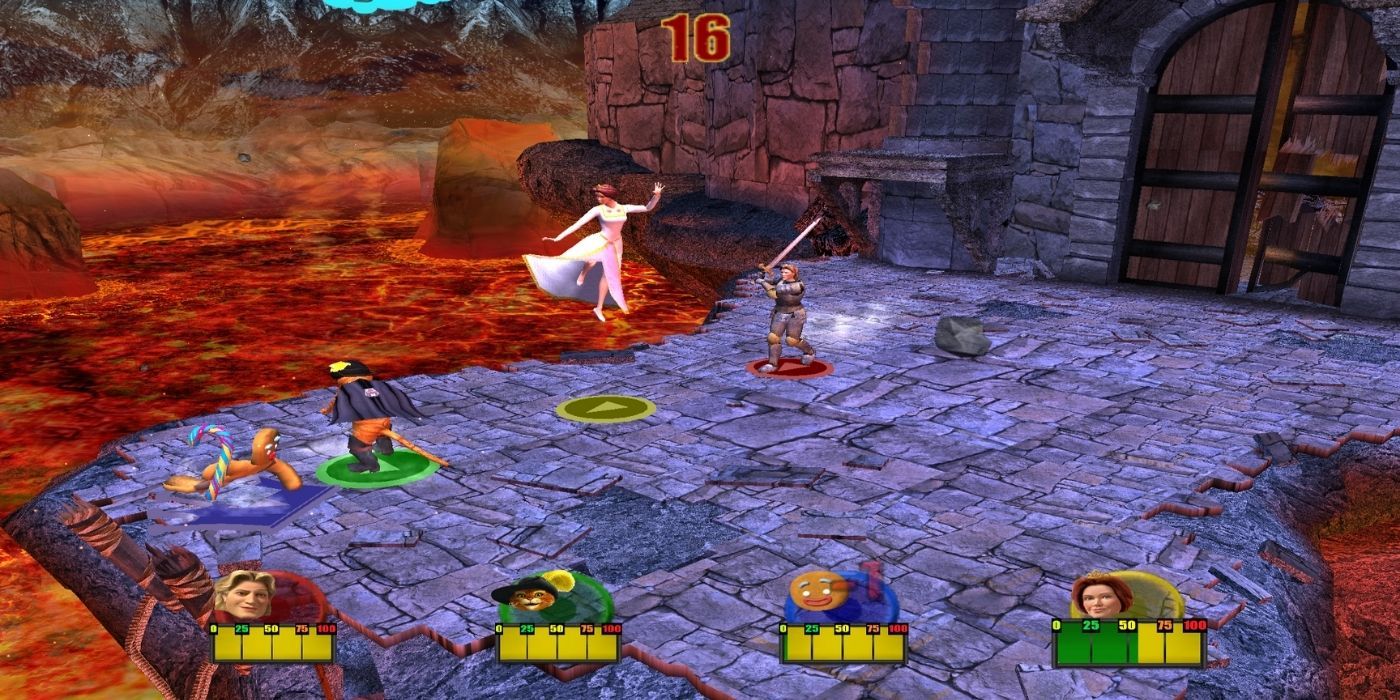 A screenshot from the Shrek Super Slam game