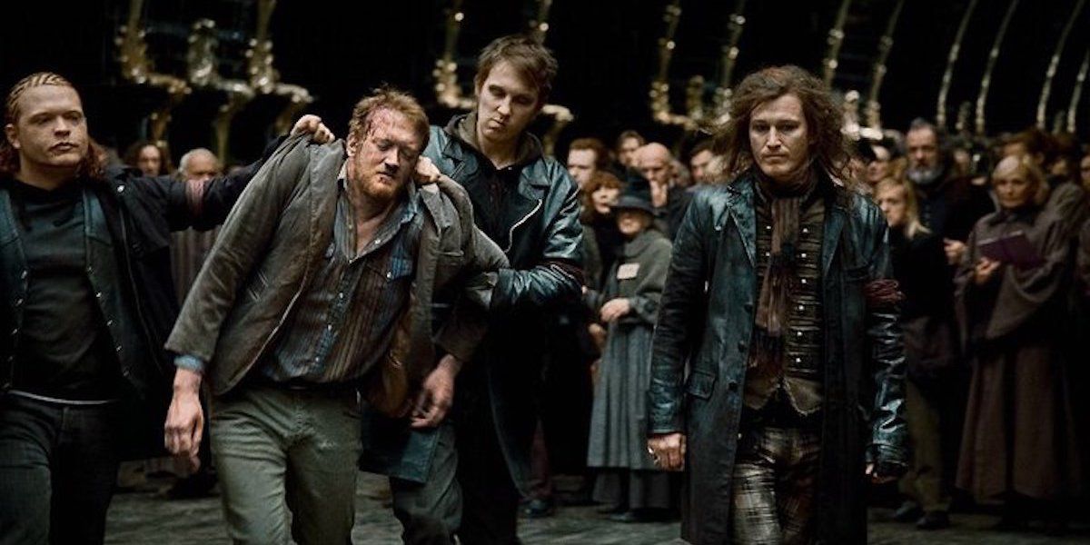 Image of Dirk Cresswell with the Snatchers In Deathly Hallows