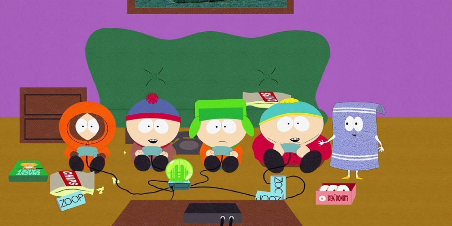 South Park Boys Playing On A Gaming Console