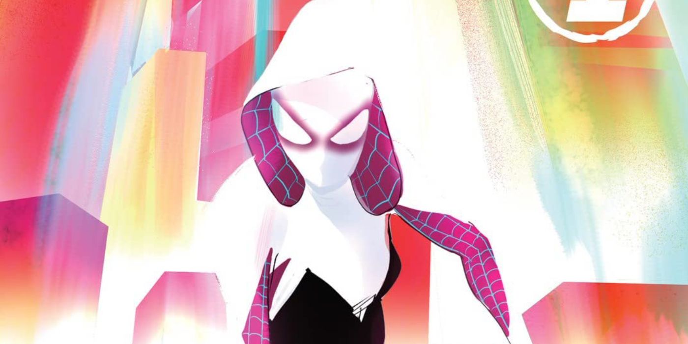 Spider-Gwen from her first cover appearance in Marvel Comics.