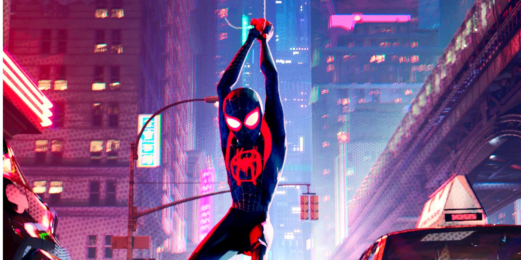 Miles swings through New York in Spider-Man: Into the Spider-Verse