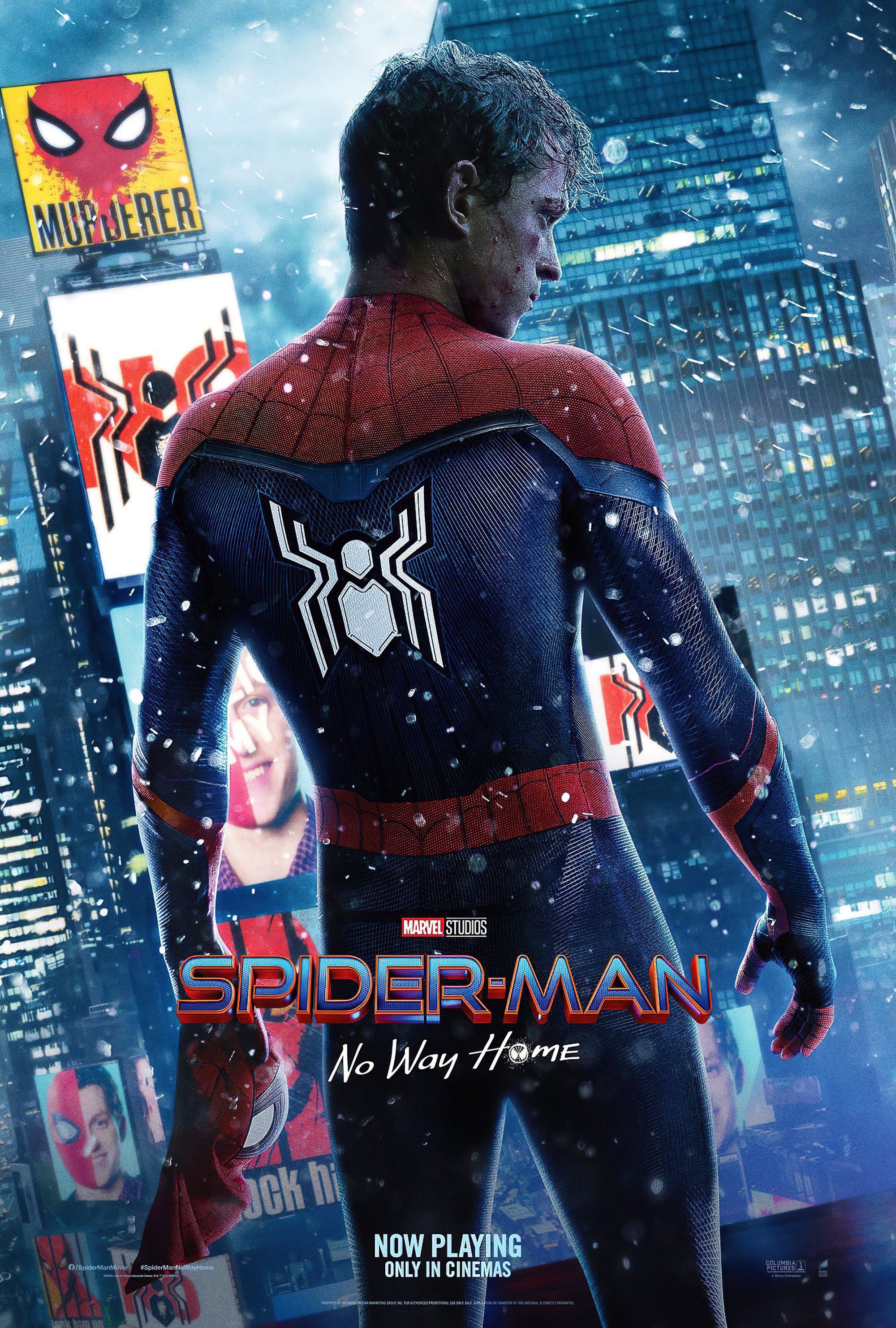 Spider-Man Stands Over Times Square in New No Way Home Poster