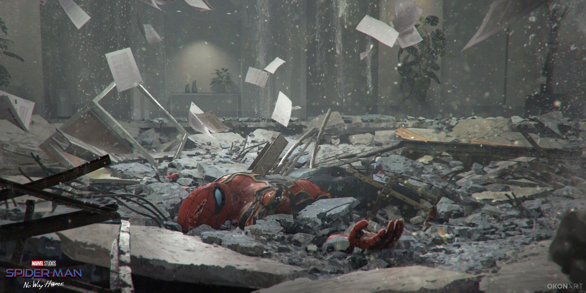 Spider-Man No Way Home concept art Peter after Goblin fight