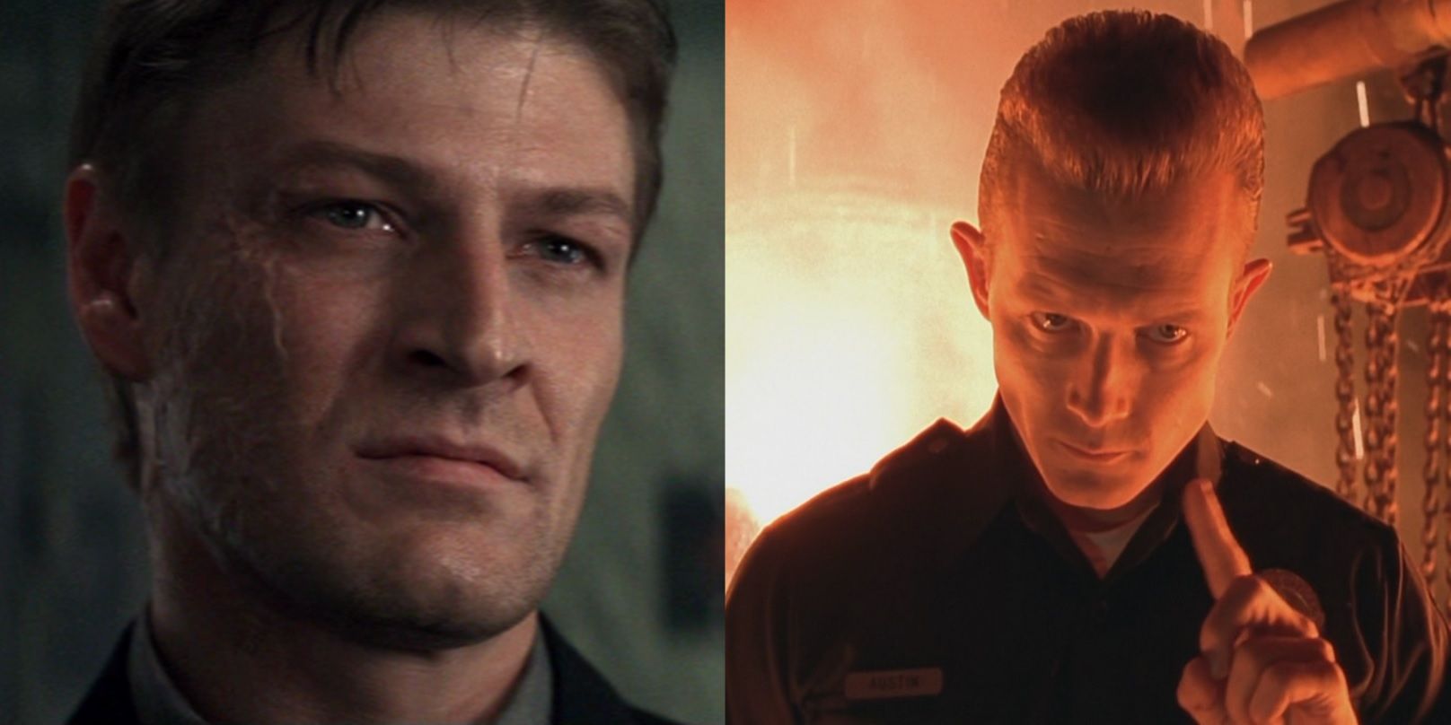 Split image of Alec Trevelyan in GoldenEye and the T-1000 in Terminator 2 Judgment Day