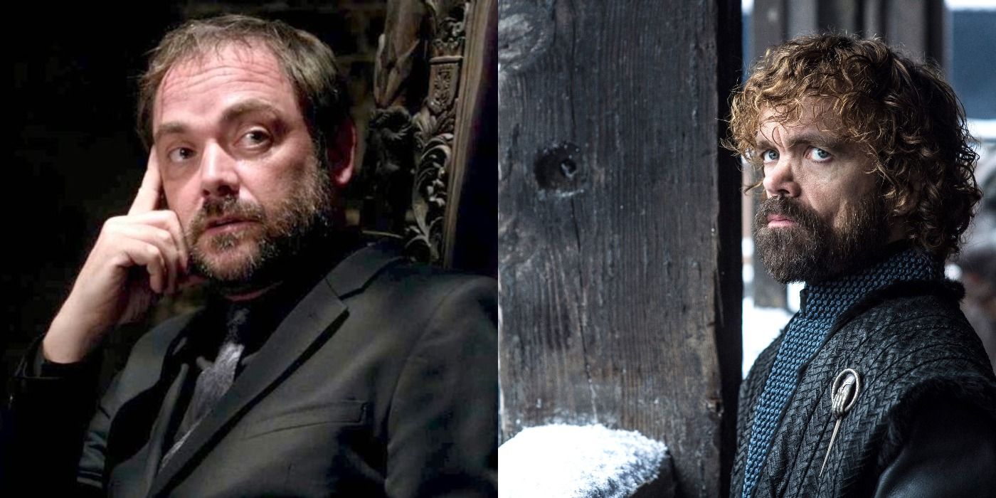 Split image of Crowley &amp; Tyrion Lannister in Supernatural &amp; Game Of Thrones