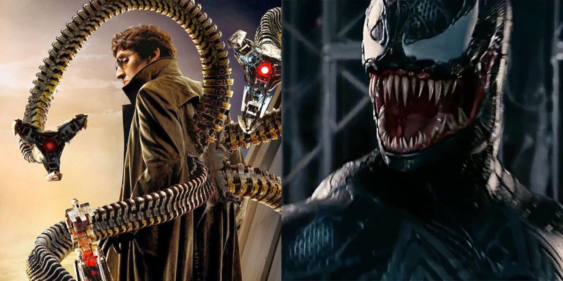 Split image of Doc Ock in Spider-Man 2 and Venom in Spider-Man 3