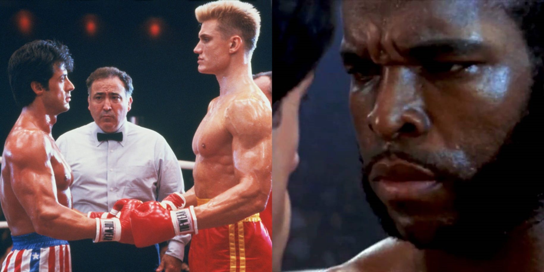 Split image of Ivan Drago in Rocky IV and Clubber Lang in Rocky III