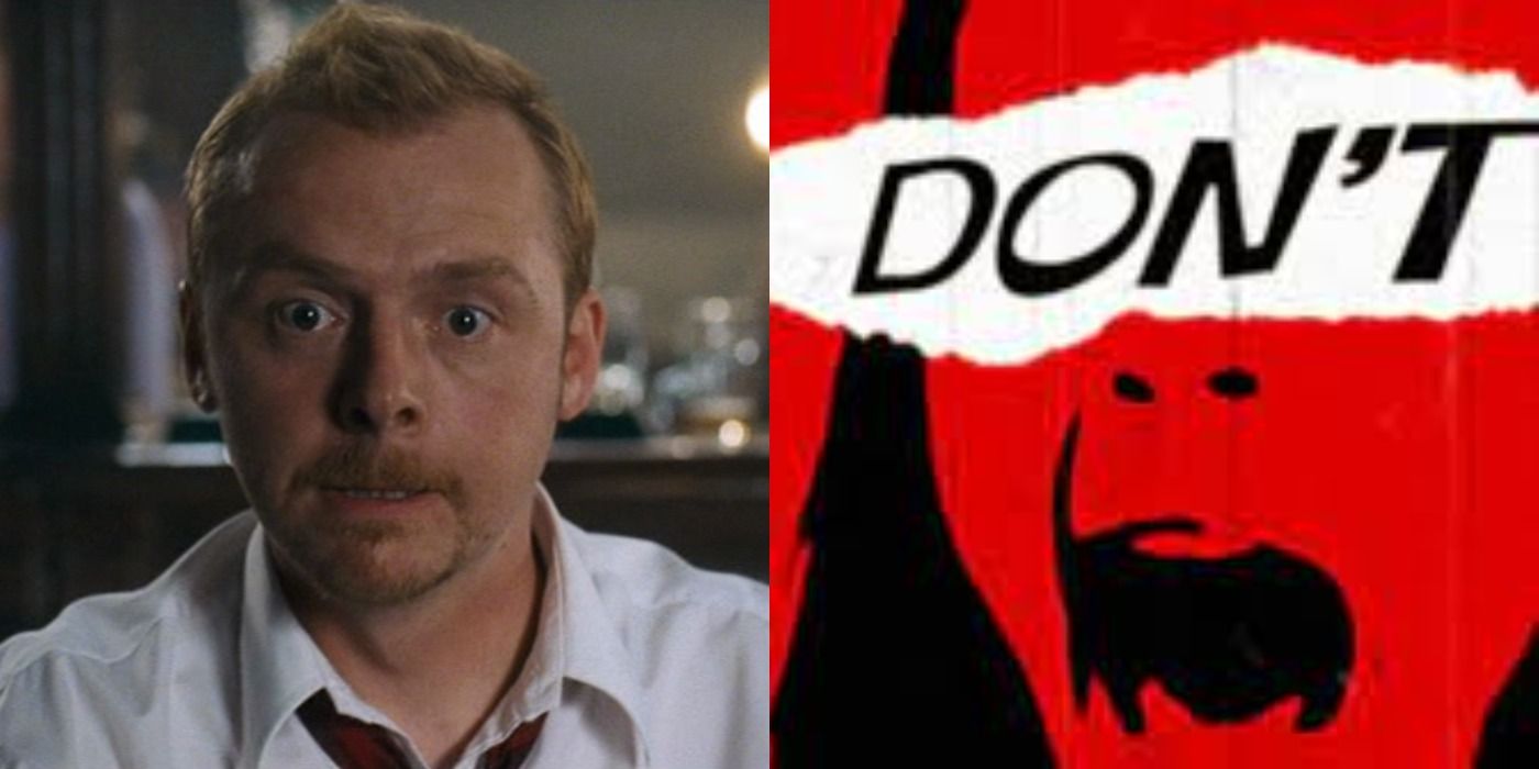 Split image of Shaun of the Dead and poster for Edgar Wright's Don't