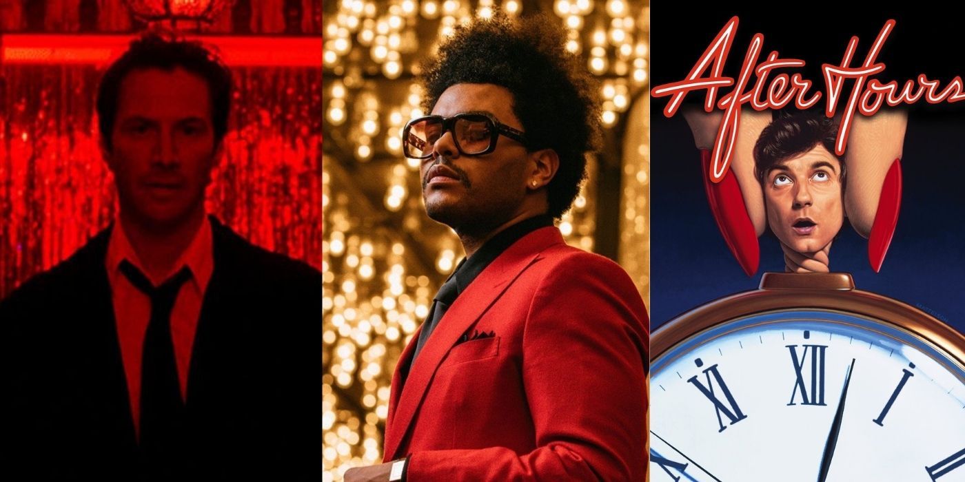 Split images of a still from Constantine, The Weeknd's Blinding Lights music video, and the poster for After Hours