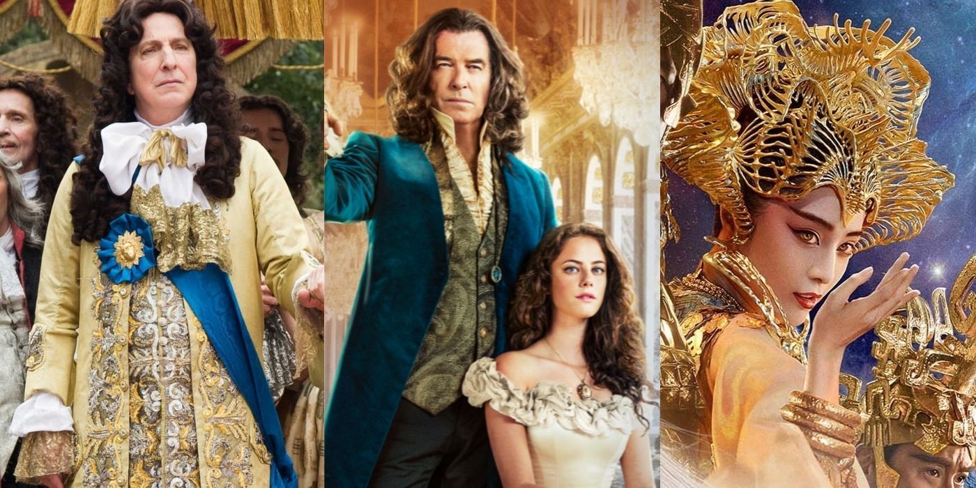 Split images of stills from A Little Chaos, The King's Daughter, and League of Gods