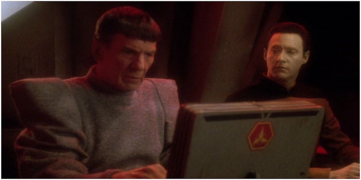 Spock and Data work together in TNG