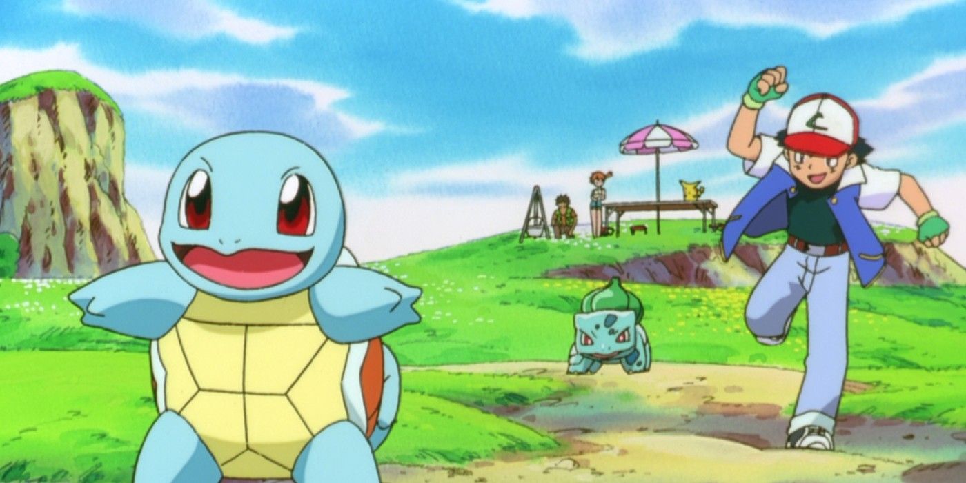 Squirtle partindo para a aventura com Ash.