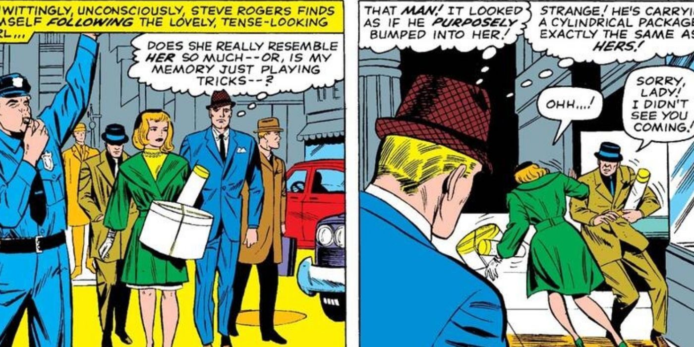 Steve Rogers meeting Sharon Carter in the comics