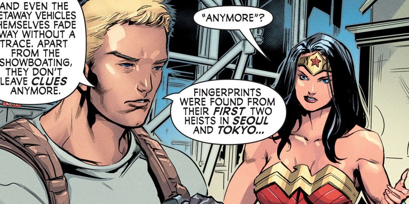 Steve Trevor talking to Wonder Woman.