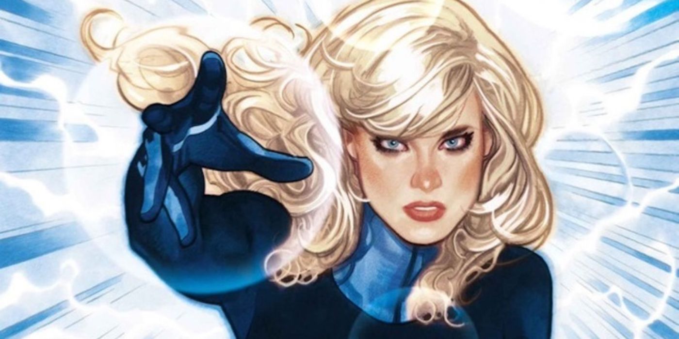 Sue Storm extends a hand out, using her powers in Marvel Comics