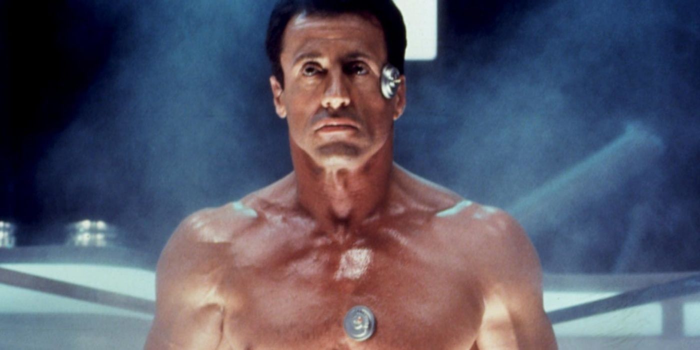 Sylvester Stallone topless in Demolition Man