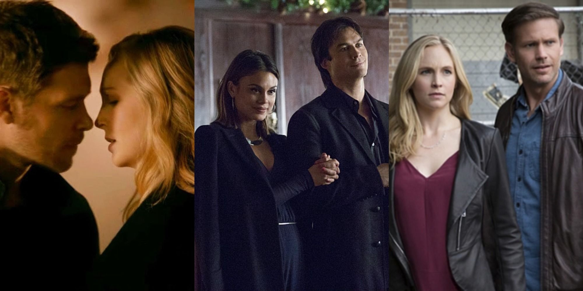 Gambar terpisah Klaus dan Caroline, Sybil dan Damon, serta Caroline dan Alaric di TVD