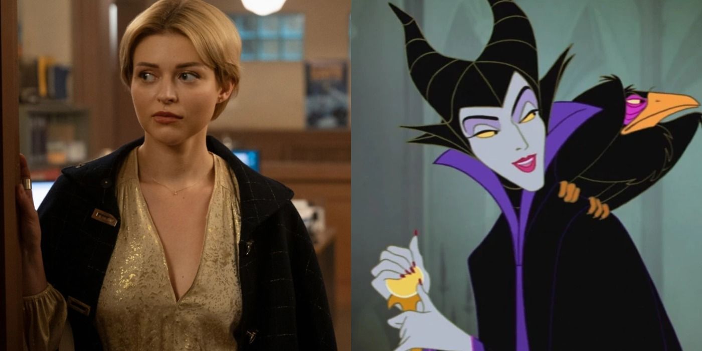 A split image depicts Temperance Hudson in Nancy Drew and Maleficent in Sleeping Beauty