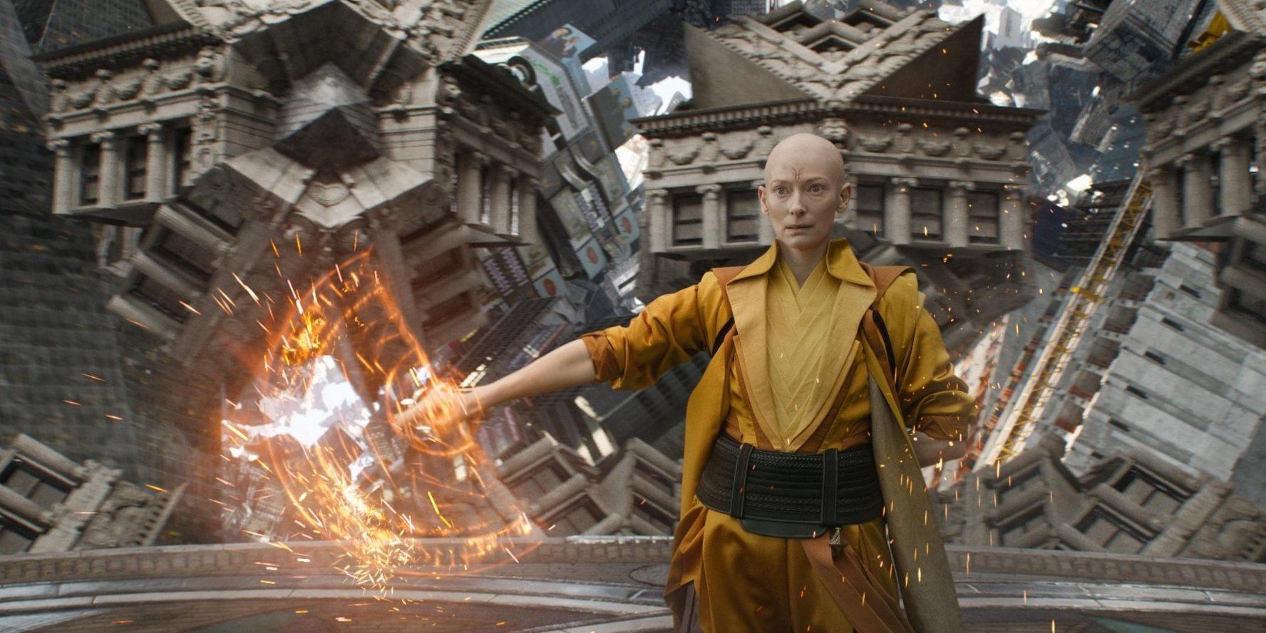 The Ancient One fights in the Mirror Dimension in Doctor Strange