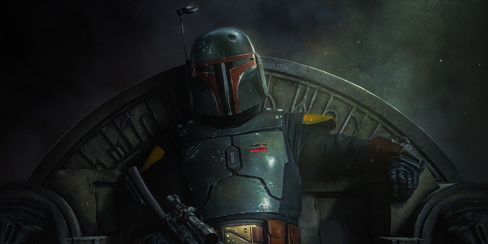 Boba Fett sitting on a chair in The Book Of Boba Fett