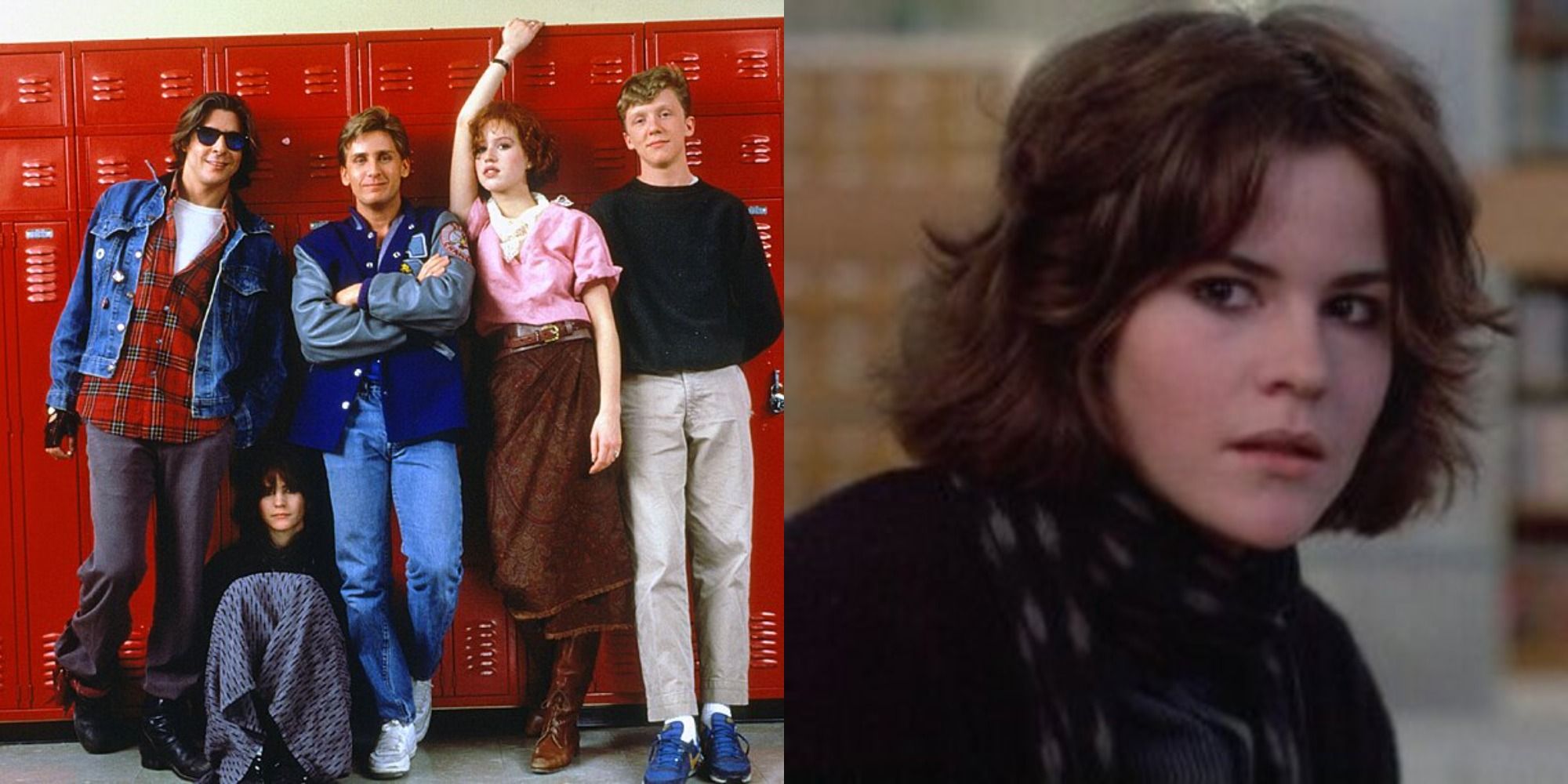 Split image showing the cast of The Breakfast Club and Allison