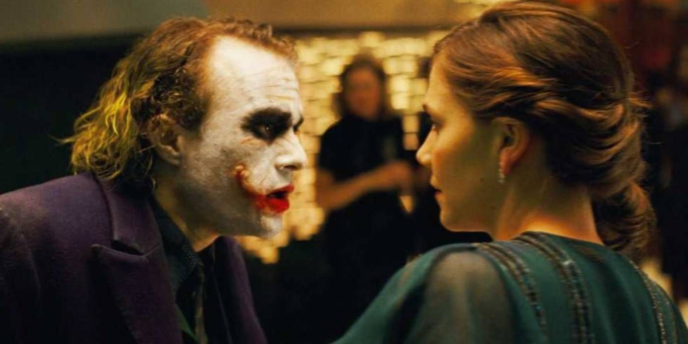 Joker speaks with Rachel about his scars in The Dark Knight