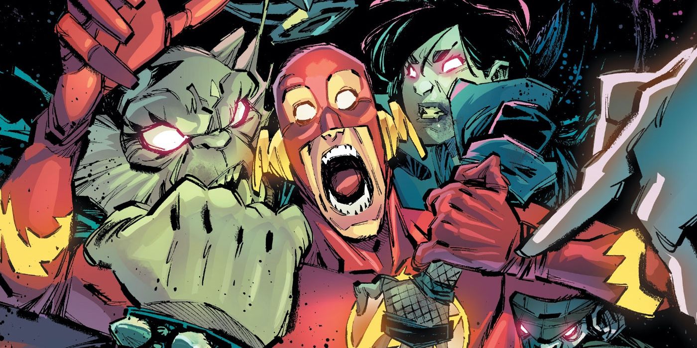 The Flash fighting Justice Leauge Dark