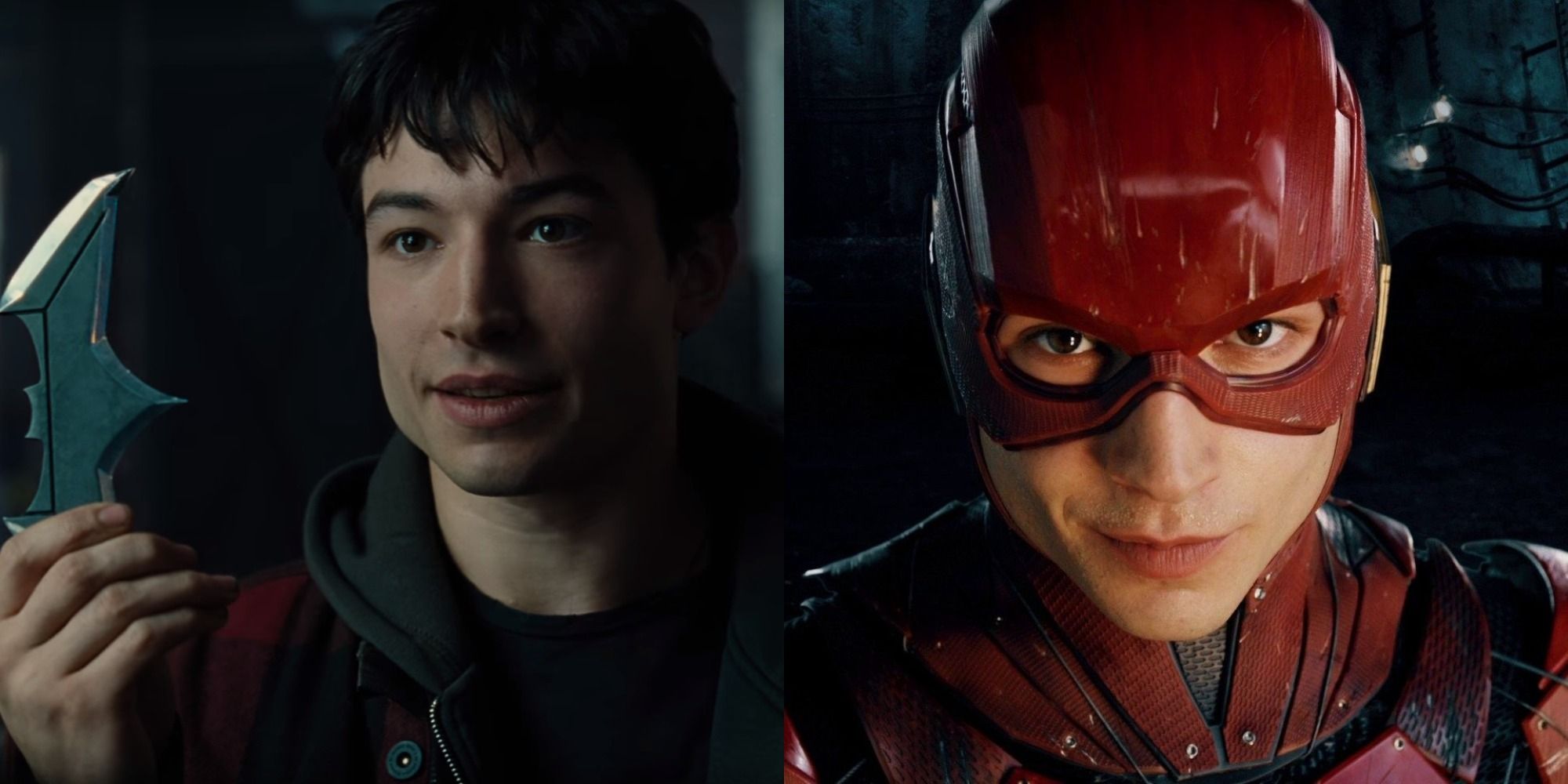 Split image of Barry Allen aka The Flash in DCEU's Justice League