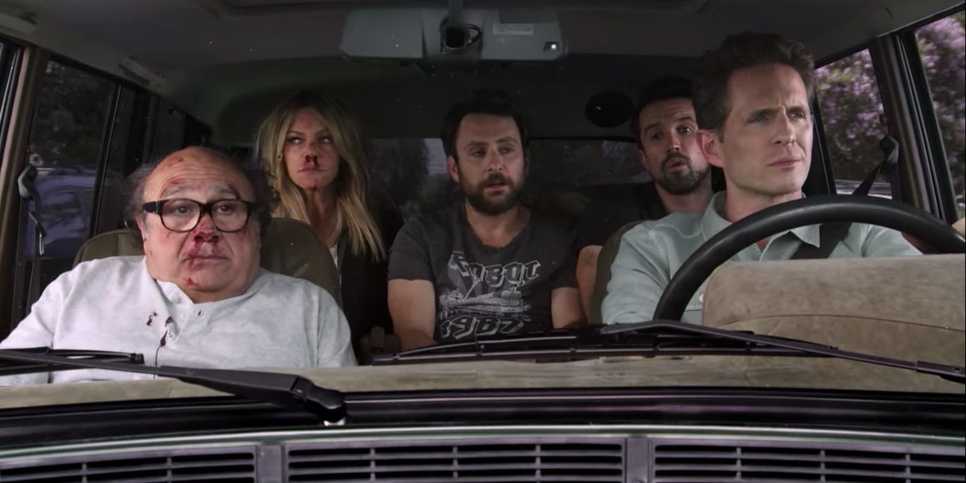 The Gang in Dennis' Range Rover in It's Always Sunny in Philadelphia.